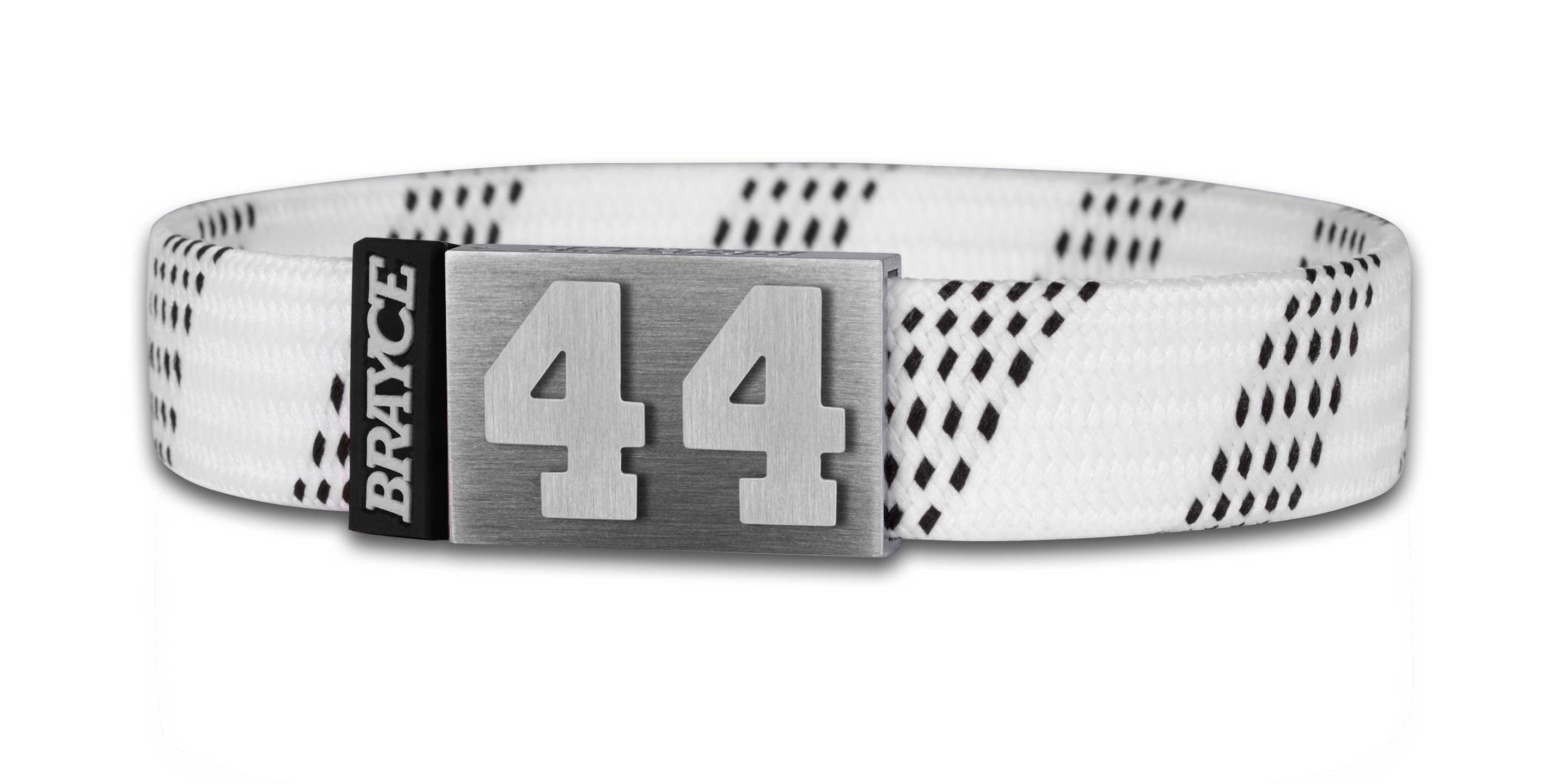 Eishockey Schnürsenkel Armband weiß Nummer 4